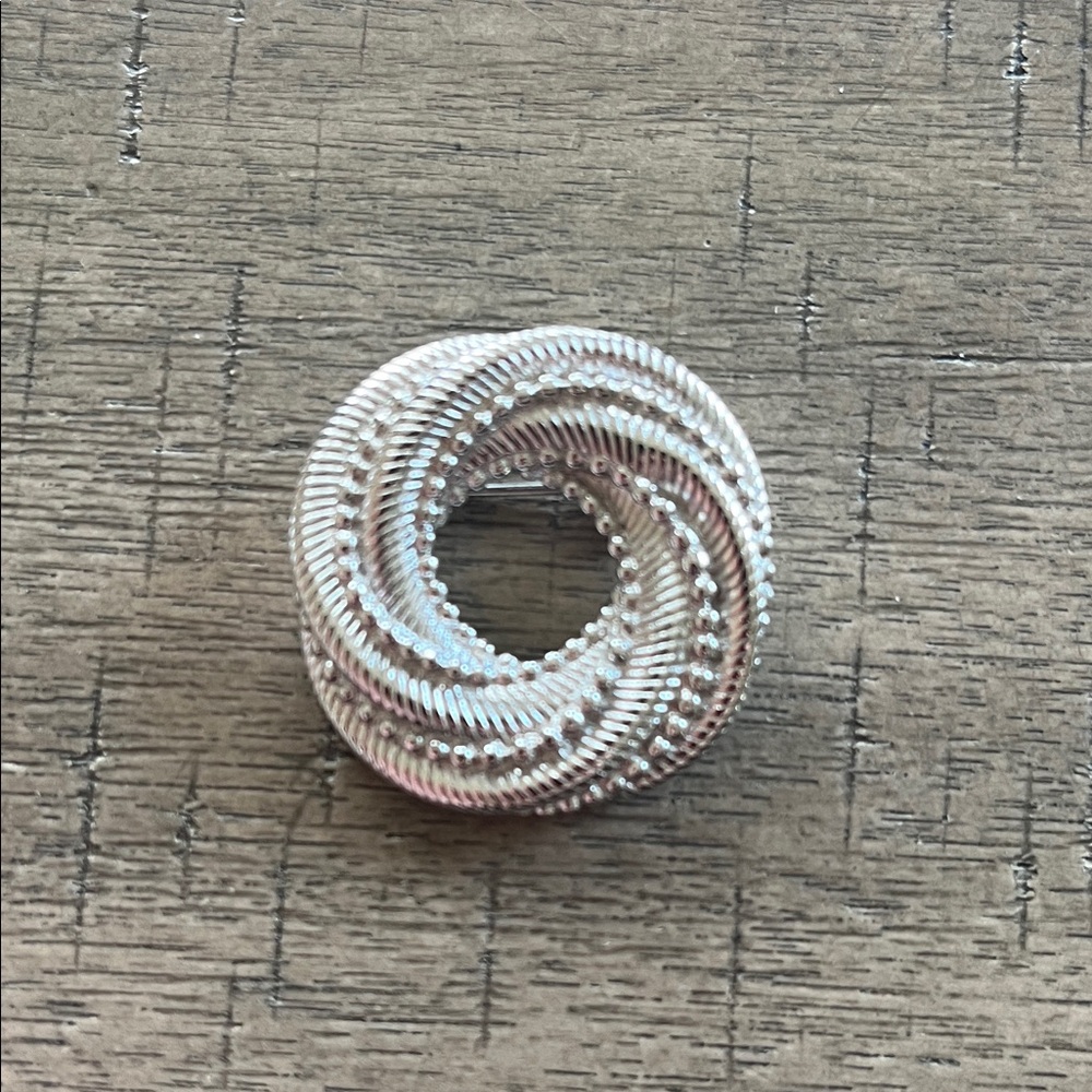 Trifari Silver‎ Textured Circle Brooch